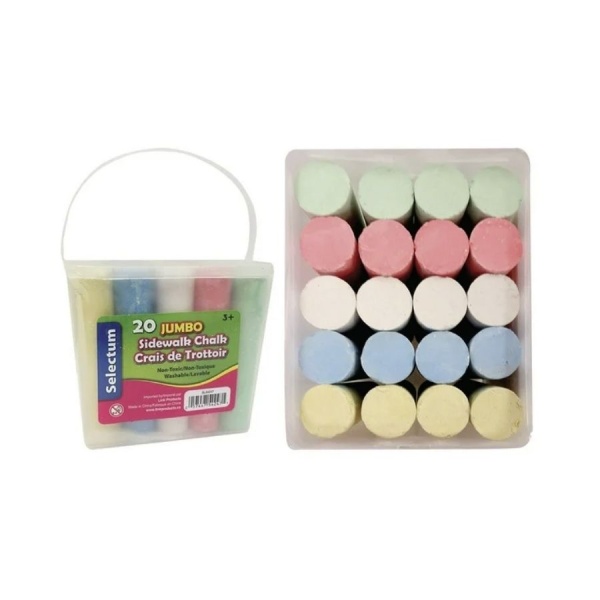 Jumbo Sidewalk Chalks Multicolour - Bucket of 20 pcs
