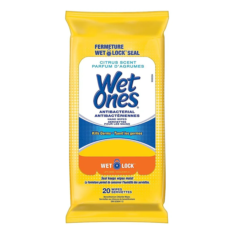 Wet Ones - Hand and Face Wipes - Antibacterial Citrus Scent (Travel Pack)