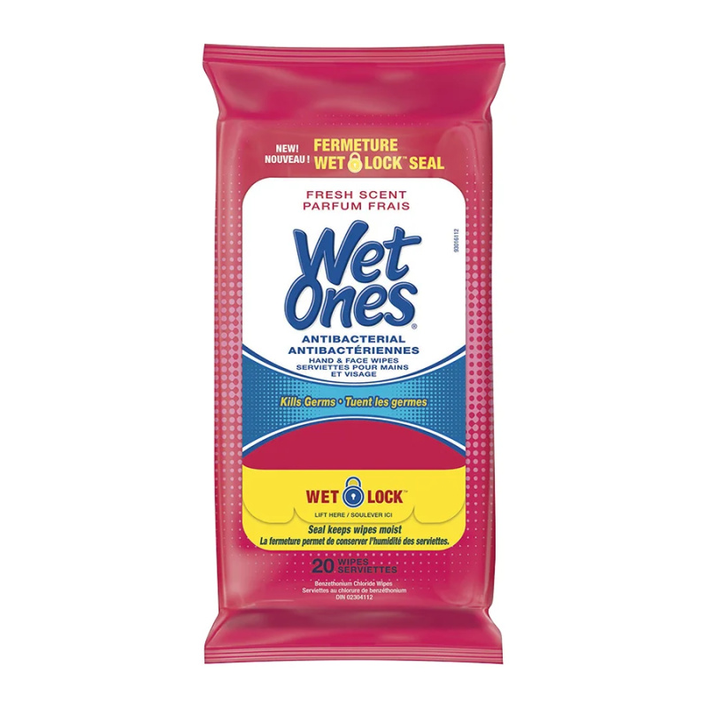 Wet Ones - Hand and Face Wipes - Antibacterial Fresh Scent (Travel Pack)