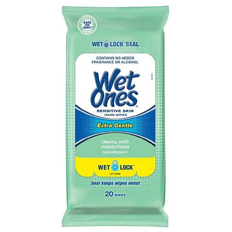 Wet Ones - Hand and Face Wipes - Sensitive Skin (Travel Pack)