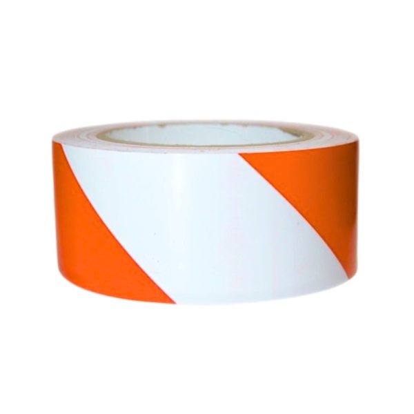 2″ x 36yds Striped Vinyl Tape White-Orange