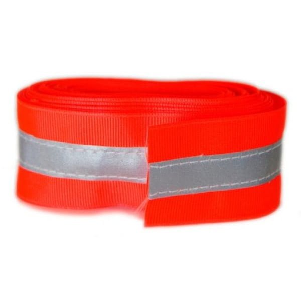 Sew-On Fl. Orange Fabric w/ Silver Reflective 1-1/2" x 50yrd