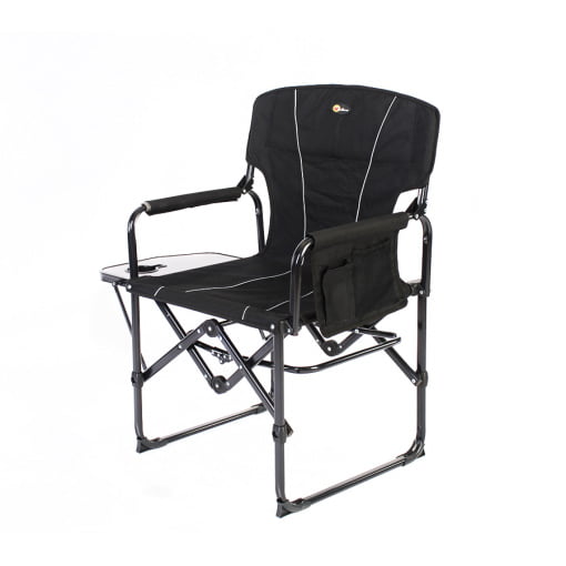 Black Folding Director Chair with Side Tray and Pouch