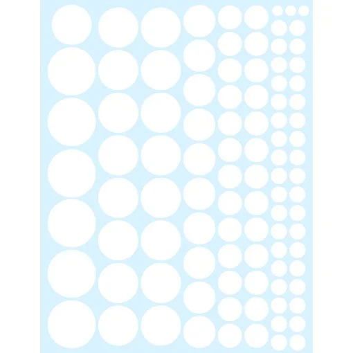 Matte white circles greeking sheet