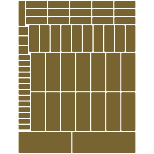 Metallic gold rounded rectangles greeking sheet