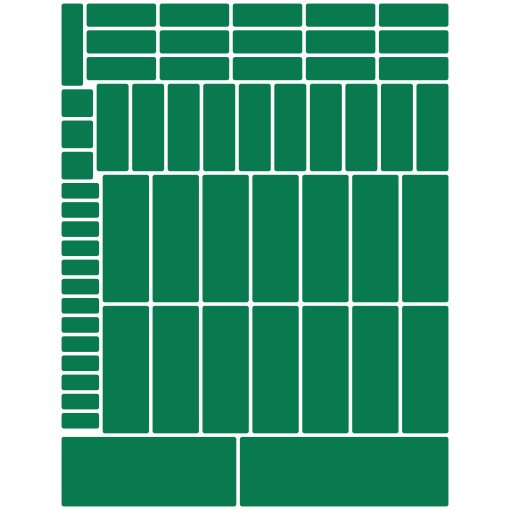 Gloss green rounded rectangles greeking sheet