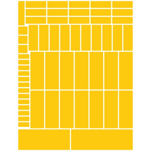 Gloss yellow rounded rectangles greeking sheet