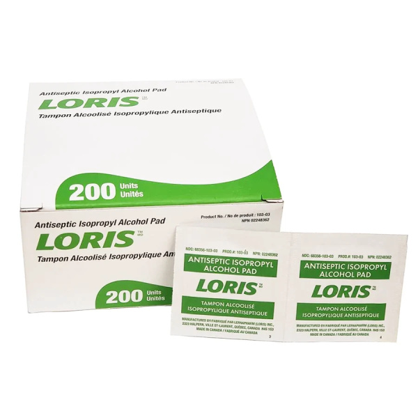 Loris Antiseptic Isopropyl Alcohol Pads - 200/box