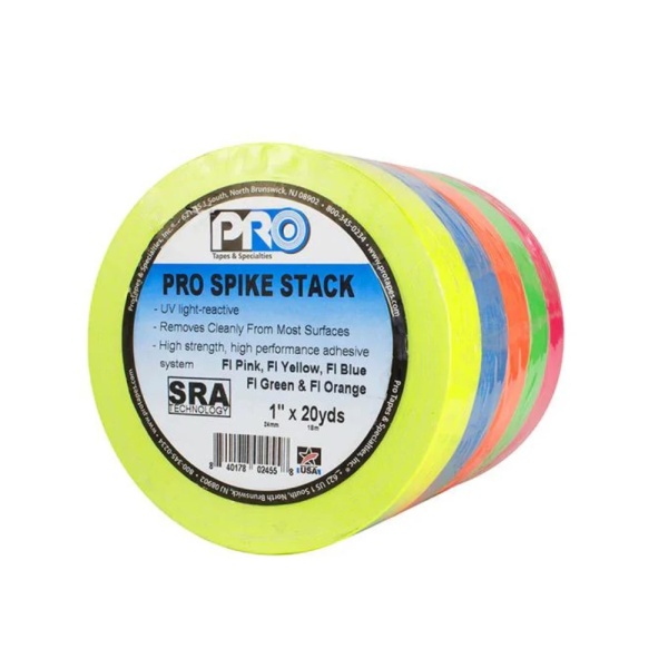 1" x 20 yds Pro Tapes Pro Spike Stack - 5 Fluorescent Tapes