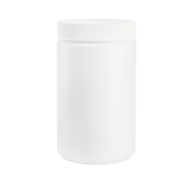 Wide Mouth Round Container with Lid - White 1L